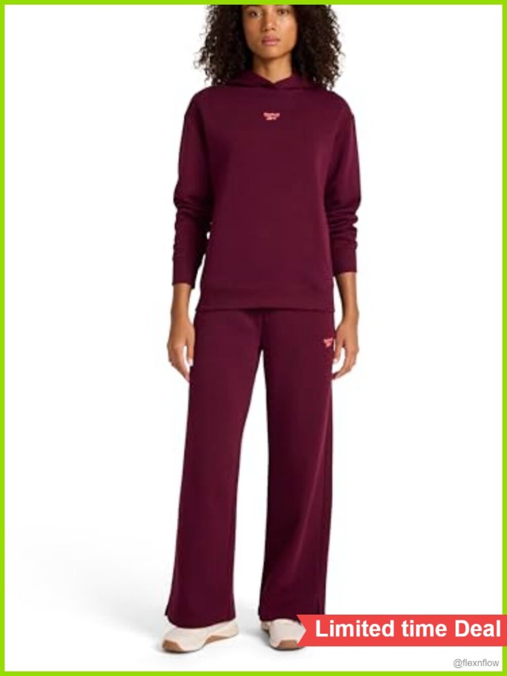 Reebok Swift Hoodie and Wide-Leg Pant Set, Cotton Blend, Standard Fit, Side